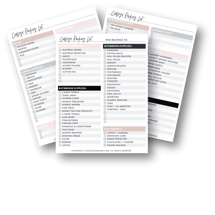 College living packing list